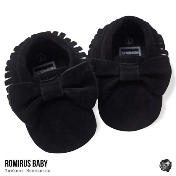 FIRST WALKERS SLIP-ON BABY MOCCASIN SHOES IN BLACK SUEDE VEGAN LEATHER UNISEX - Picture 3 of 6